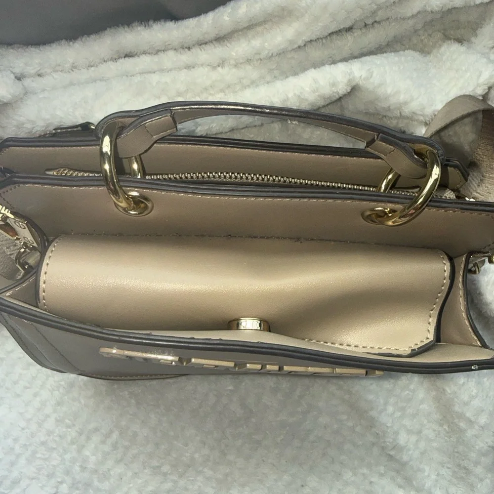 Steve Madden Taupe Shoulder Crossbody with Logo Strap